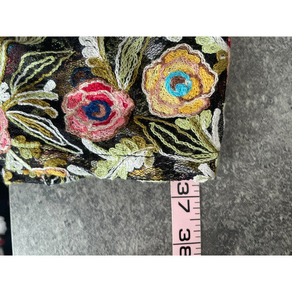 Susan Graver XL Mesh Open Knit Cardigan Foral Embroidered Cottage Dark Romantic - Picture 7 of 11